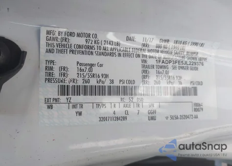 2018 Ford Focus Se from USA, damaged, VIN 1FADP3FE5JL229376